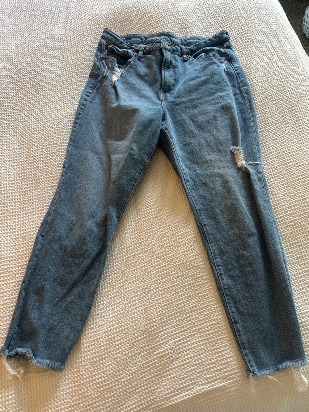 Old Navy Boyfriend Jeans — Washed Blue with Distressed Details